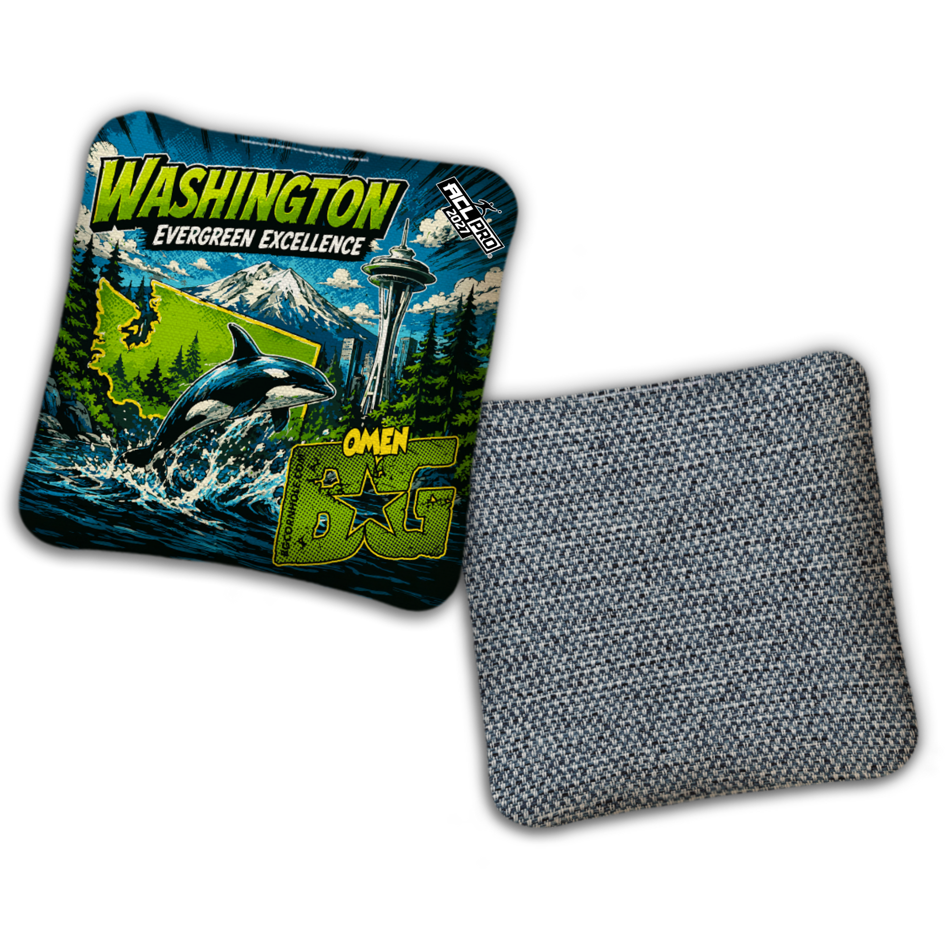 2027 BG Multiple Bag Models "EVERGREEN EXCELLENCE WA" - ACL Pro Stamped Cornhole Bags - SET OF 4 BAGS