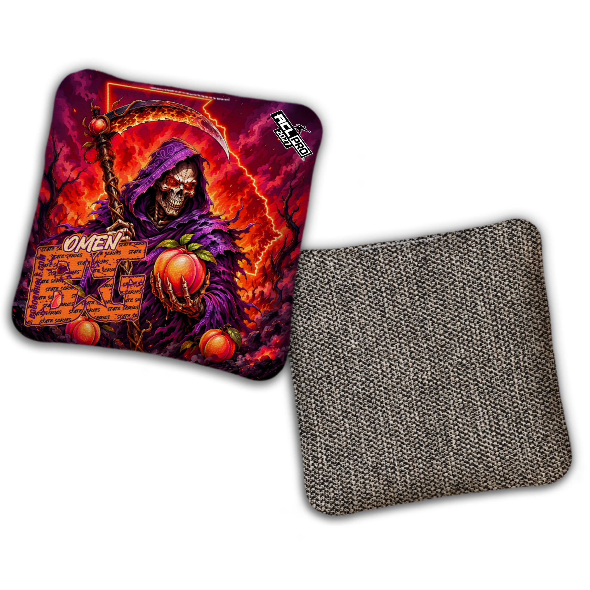 2027 BG Multiple Bag Models "PEACH REAPER" - ACL Pro Stamped Cornhole Bags - SET OF 4 BAGS