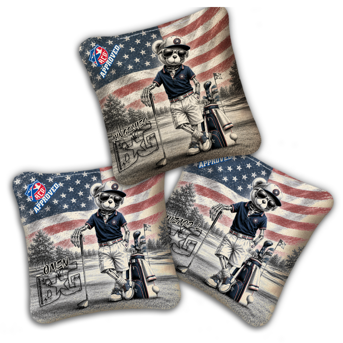 2027 ACO Stamped Cornhole Bags - BG Multiple Bag Models "FAIRWAY FREEDOM" - SET OF 4 BAGS