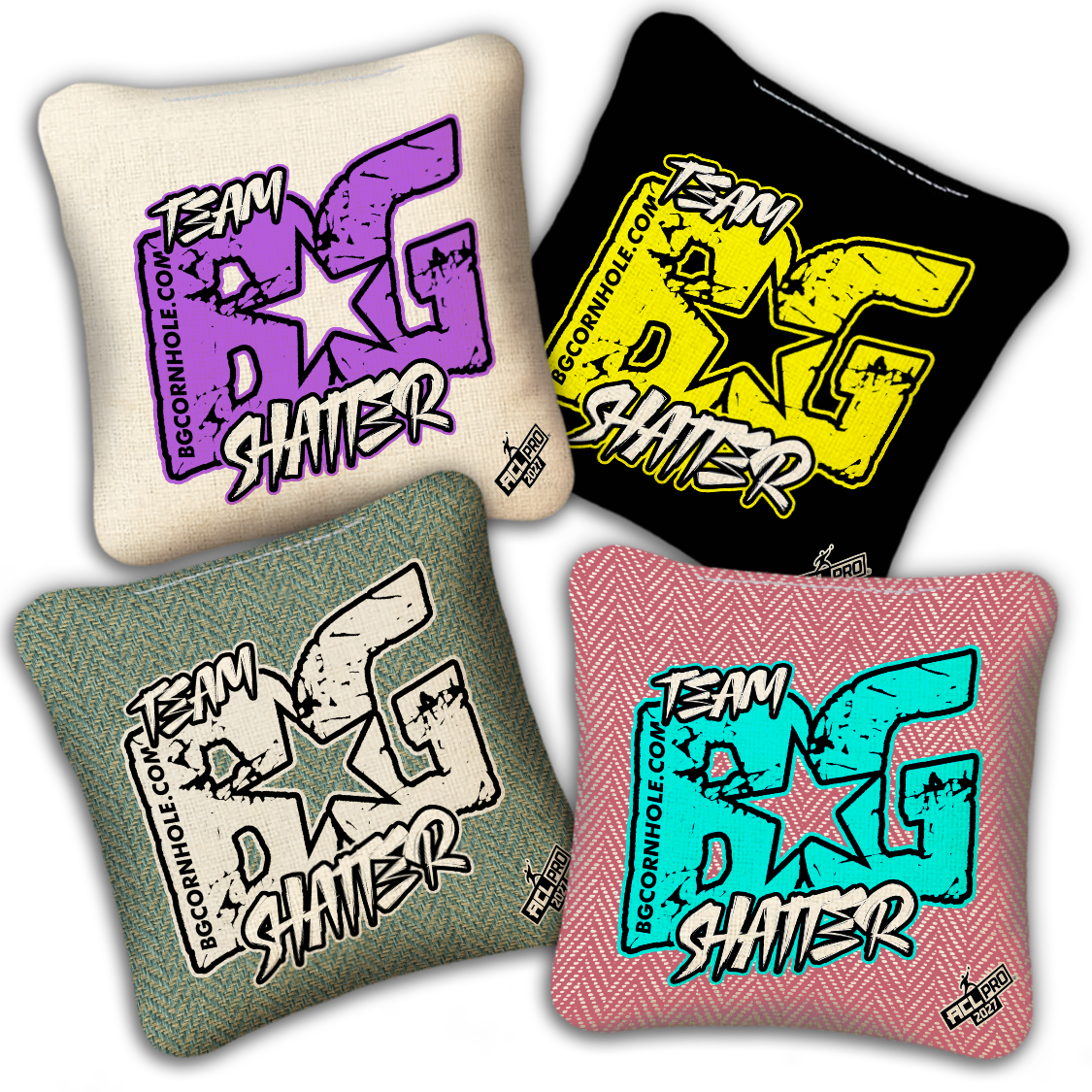 2027 BG Multiple Bag Models "SHATTER ESPN THROWBACK COLORMATCH" - ACL Pro Stamped Cornhole Bags - SET OF 4 BAGS