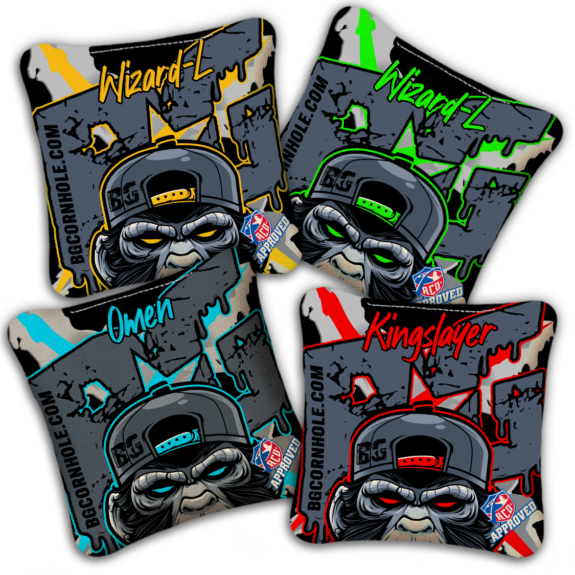 2027 ACO Stamped Cornhole Bags - BG Multiple Bag Models "MONKEY BUSINESS" - SET OF 4 BAGS