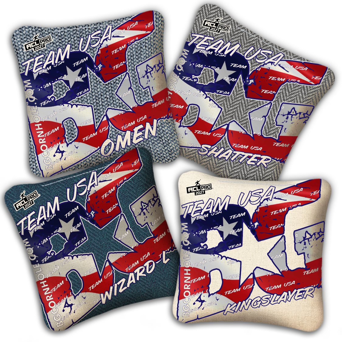 2027 BG Multiple Bag Models "TEAM USA" - ACL Pro Stamped Cornhole Bags - SET OF 4 BAGS