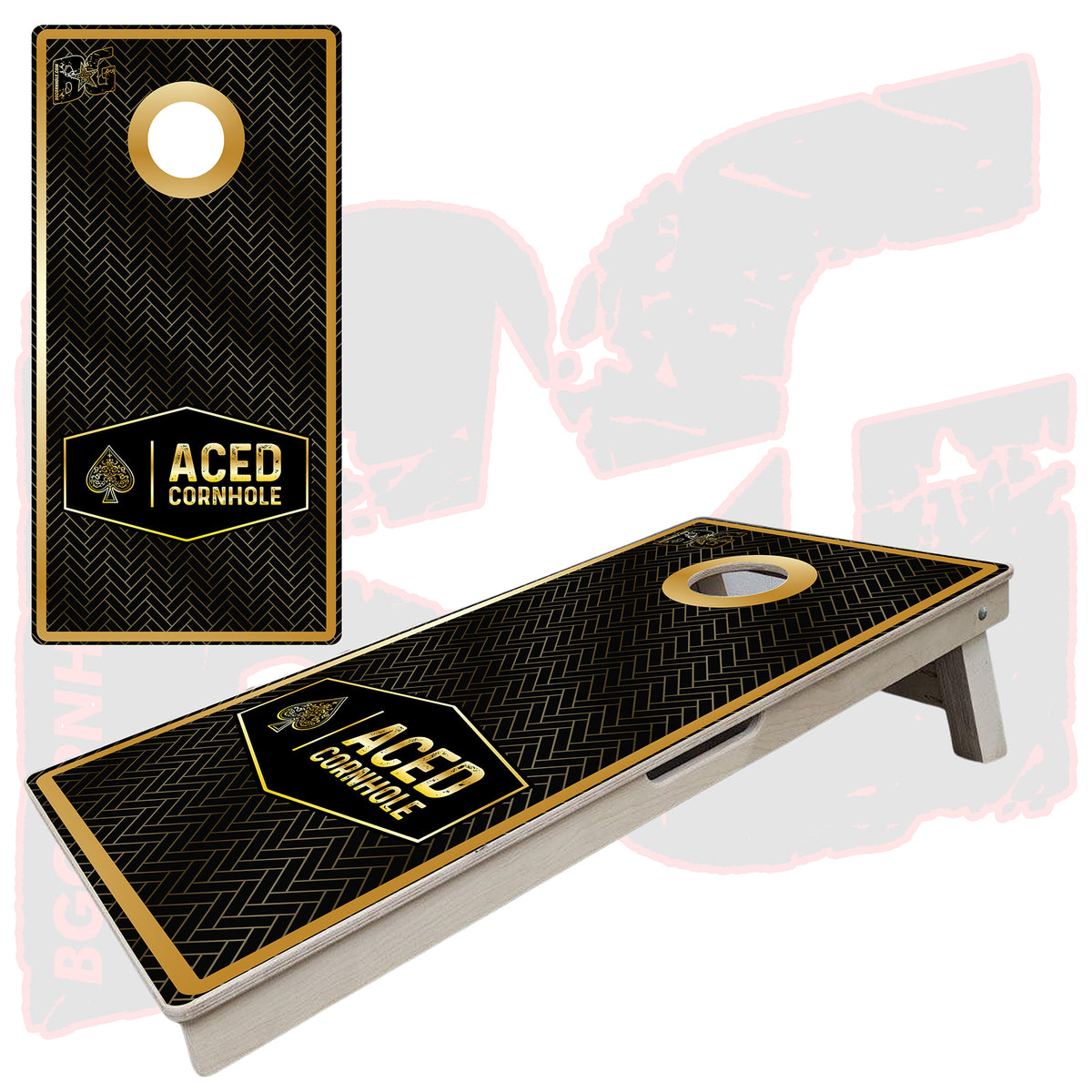 BG "Aced Cornhole Gold/Black" Cornhole Boards - Elite Model
