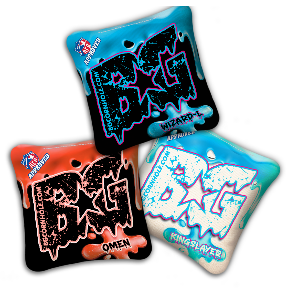 2027 ACO - BG Multiple Bag Models "DRIP" - Pro Stamped Cornhole Bags - SET OF 4 BAGS
