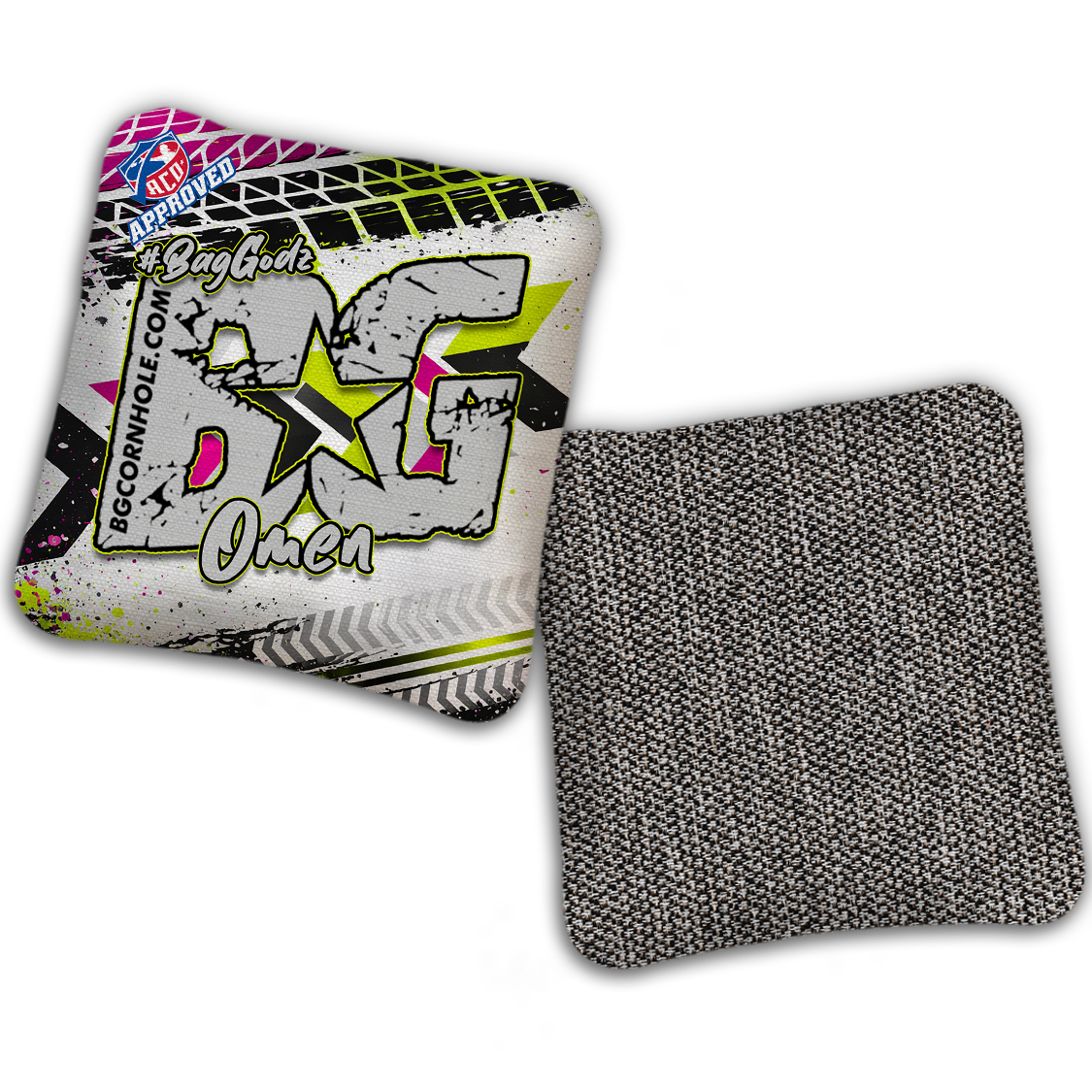 2027 ACO Stamped Cornhole Bags - BG Multiple Bag Models "GRUNGE TRACKS" - SET OF 4 BAGS