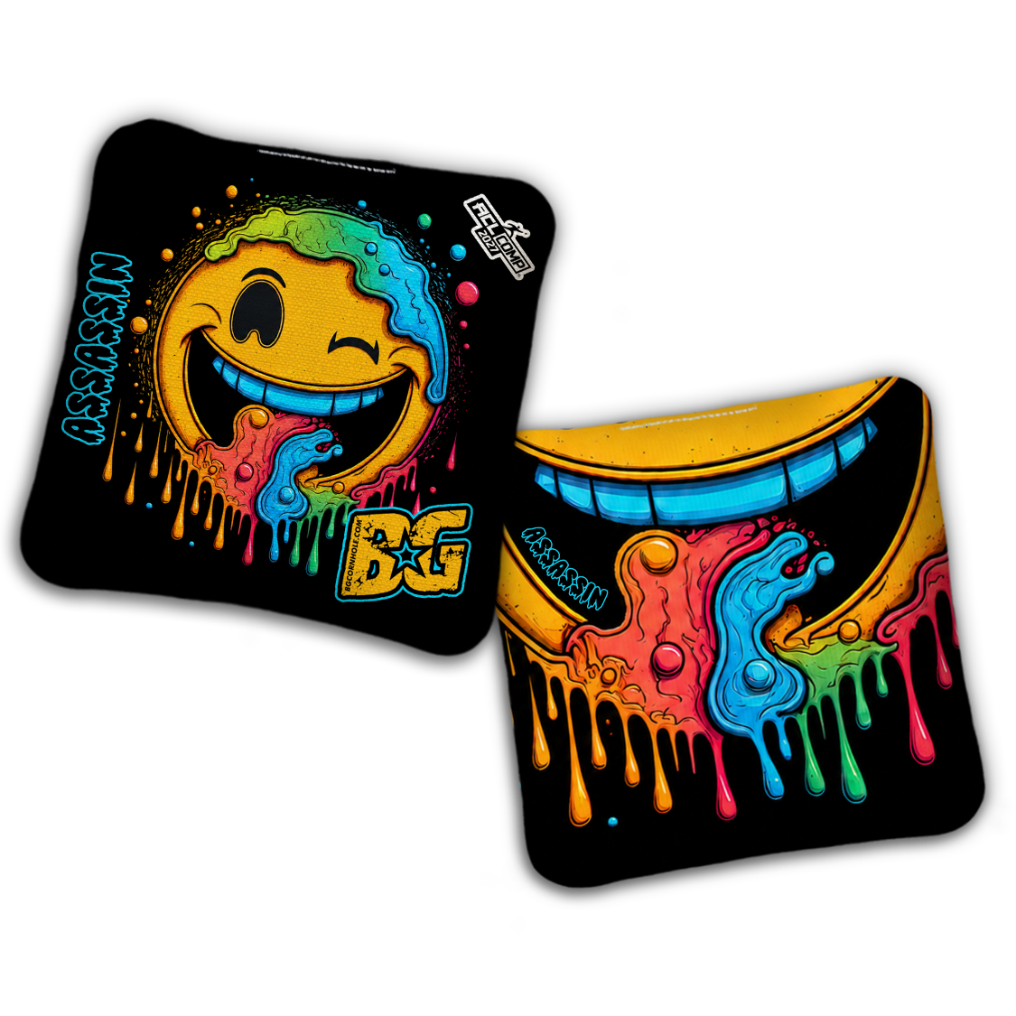 2027 BG Multiple Bag Models - "DRIPPY SMILEY" - ACL Comp Stamped Cornhole Bags - SET OF 4 BAGS