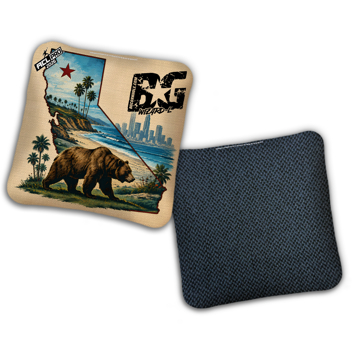 2026 BG Multiple Bag Models "Cali Bear" - ACL Pro Stamped Cornhole Bags - SET OF 4 BAGS