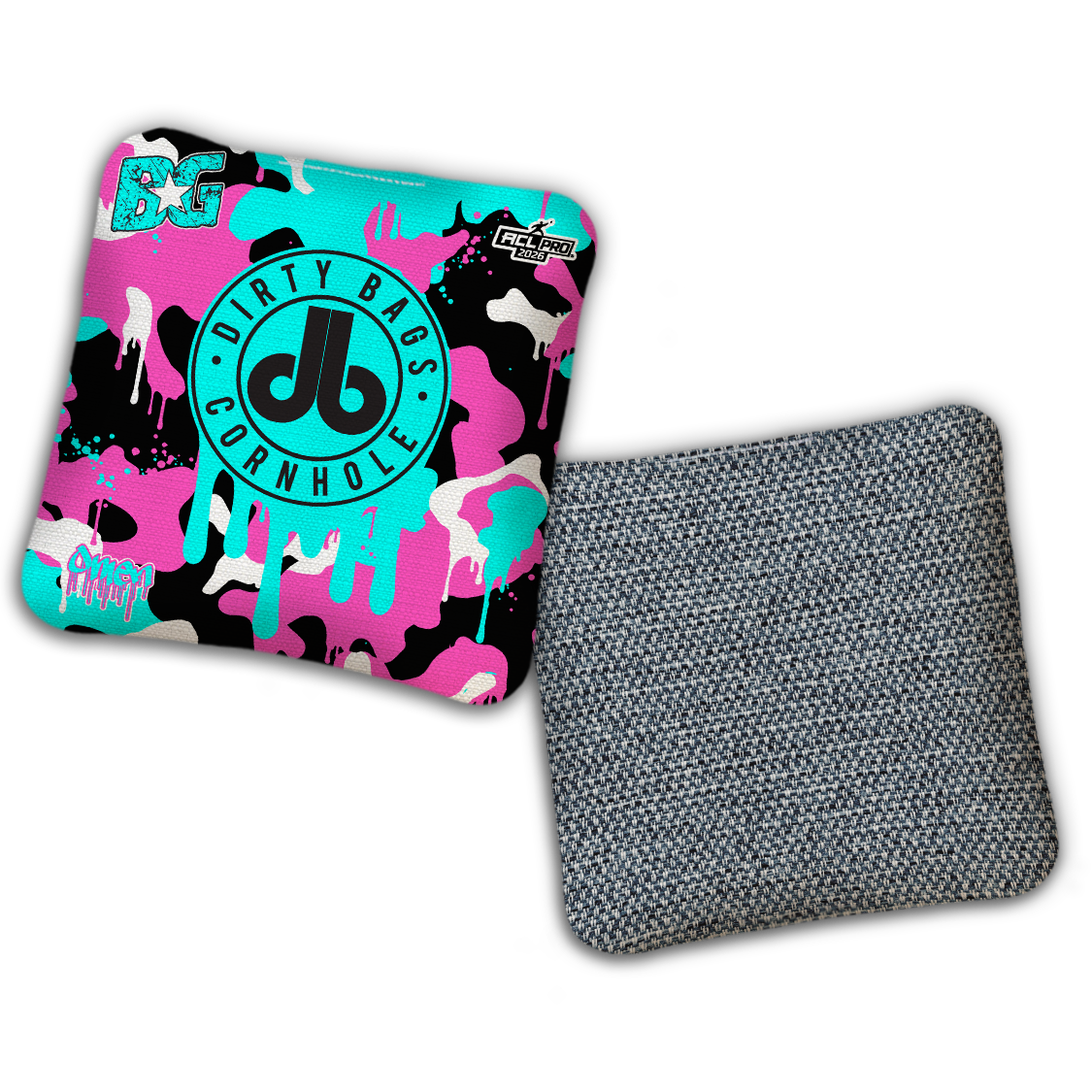 2026 BG Multiple Bag Models - "DB Camoflauge Drip” Dirty Bags Collab - ACL Pro Stamped Cornhole Bags - SET OF 4 BAGS