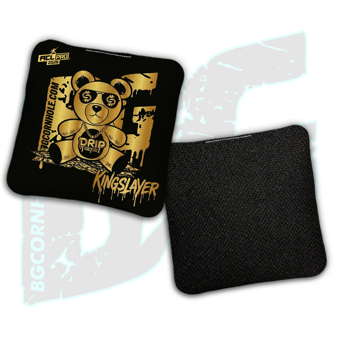 2026 Multiple Bag Models - DK x BG "Gold Cash Bear" - ACL Pro Stamped Cornhole Bags - Set of 4 Bags