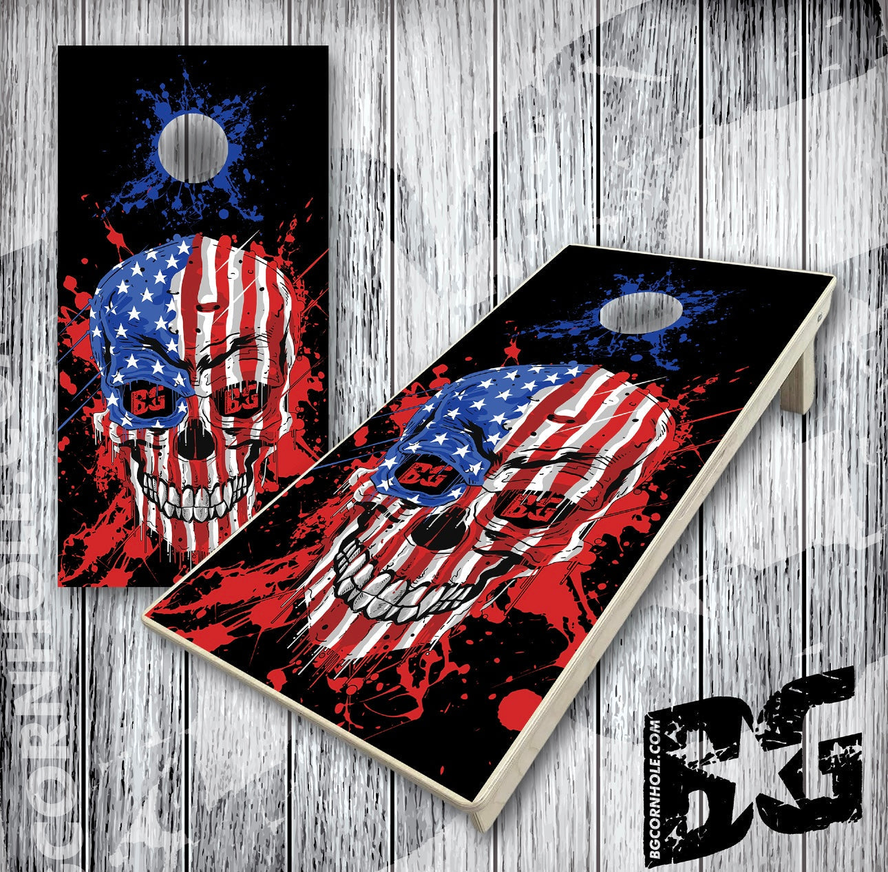 BG "Patriotic Skull" Cornhole Boards - Elite Model