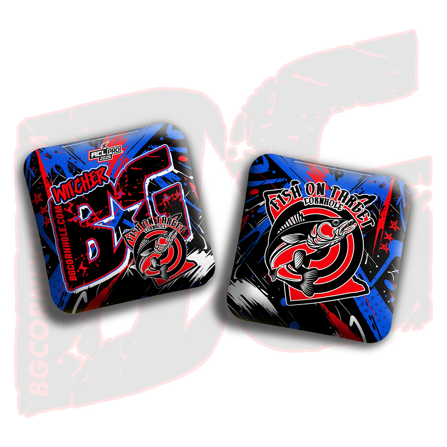 2026 BG Multiple Bag Models"Fish On Target Slash” Collab - ACL Pro Stamped Cornhole Bags - SET OF 4 BAGS