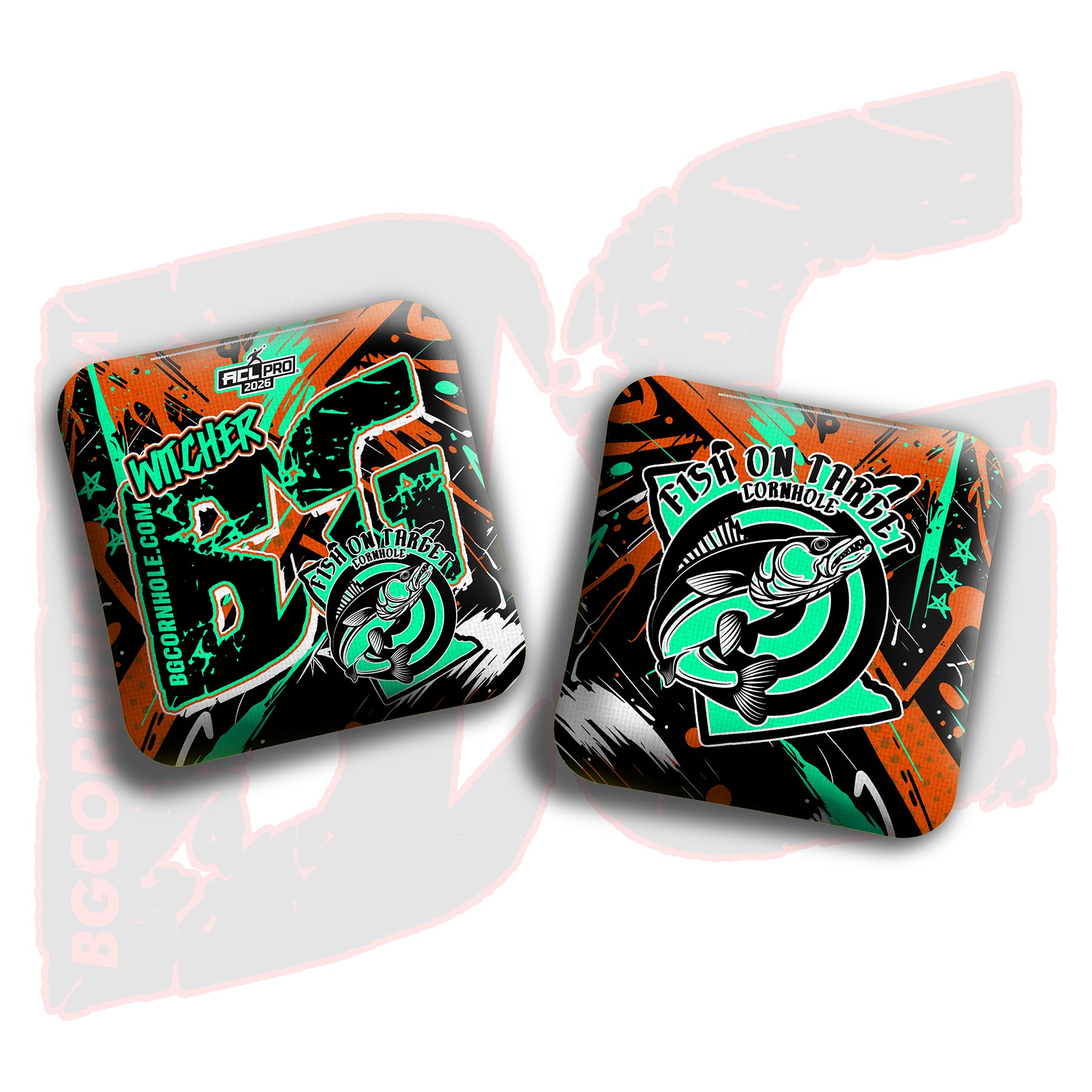 2026 BG Multiple Bag Models"Fish On Target Slash” Collab - ACL Pro Stamped Cornhole Bags - SET OF 4 BAGS