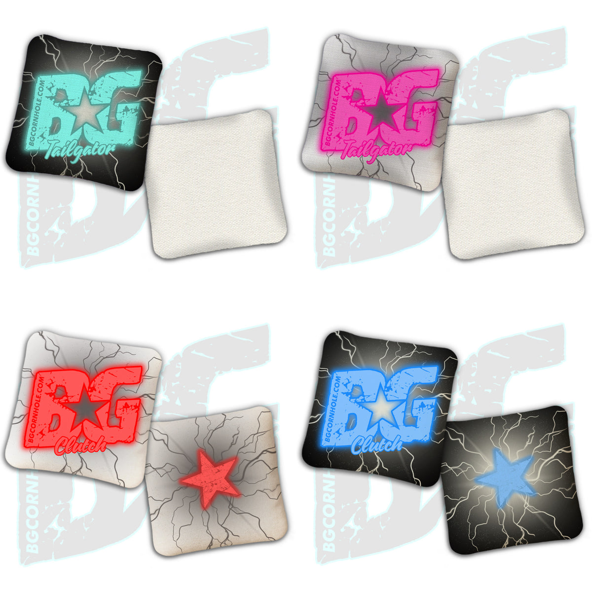 BG Multiple Bag Models  - "Lightening Strike" - Non Stamped Cornhole Bags - SET OF 4 bags