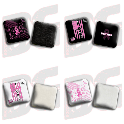 MULTIPLE BAG TYPES - 2026 BG “Pink Ribbon” - ACL Pro Stamped Cornhole Bags - SET OF 4  - Fundraising for Breast Cancer Awareness