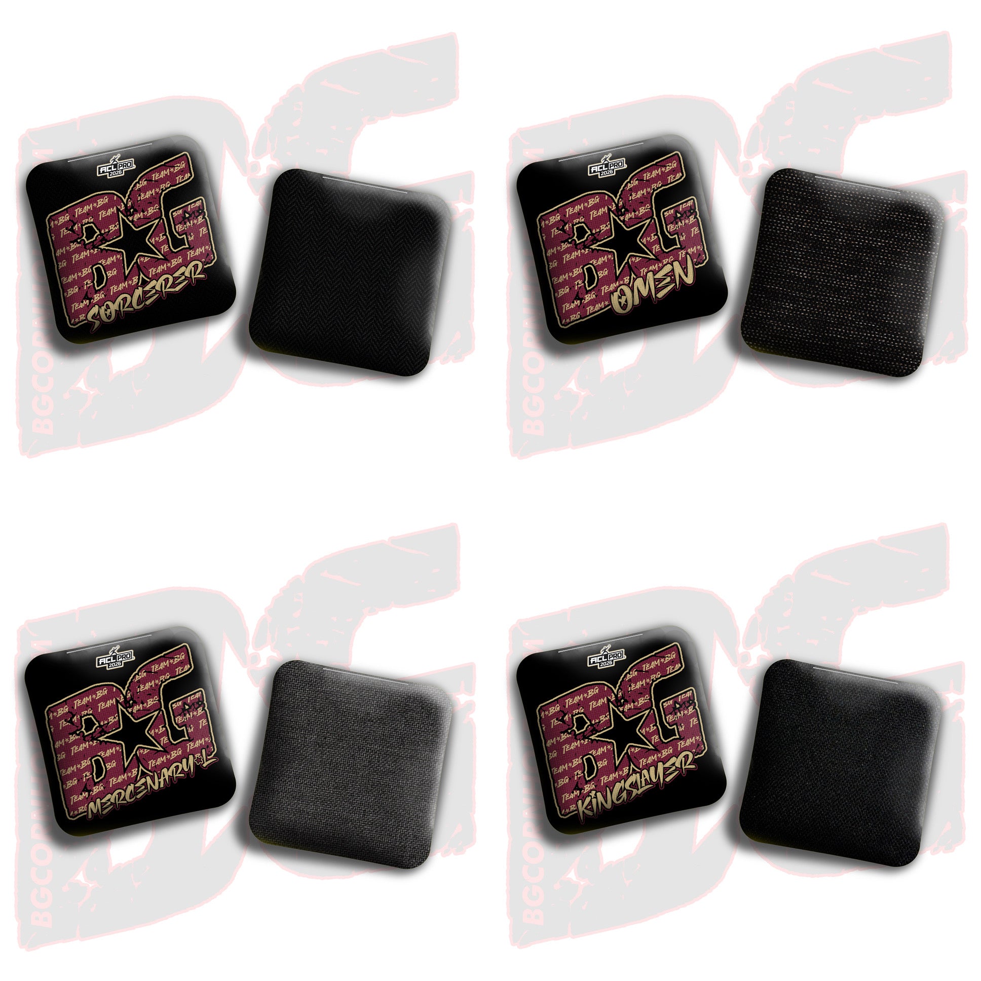 2026 BG Multiple Bag Models "Garnet/Gold Logo Colormatch " - ACL Pro Stamped Cornhole Bags - SET OF 4 BAGS