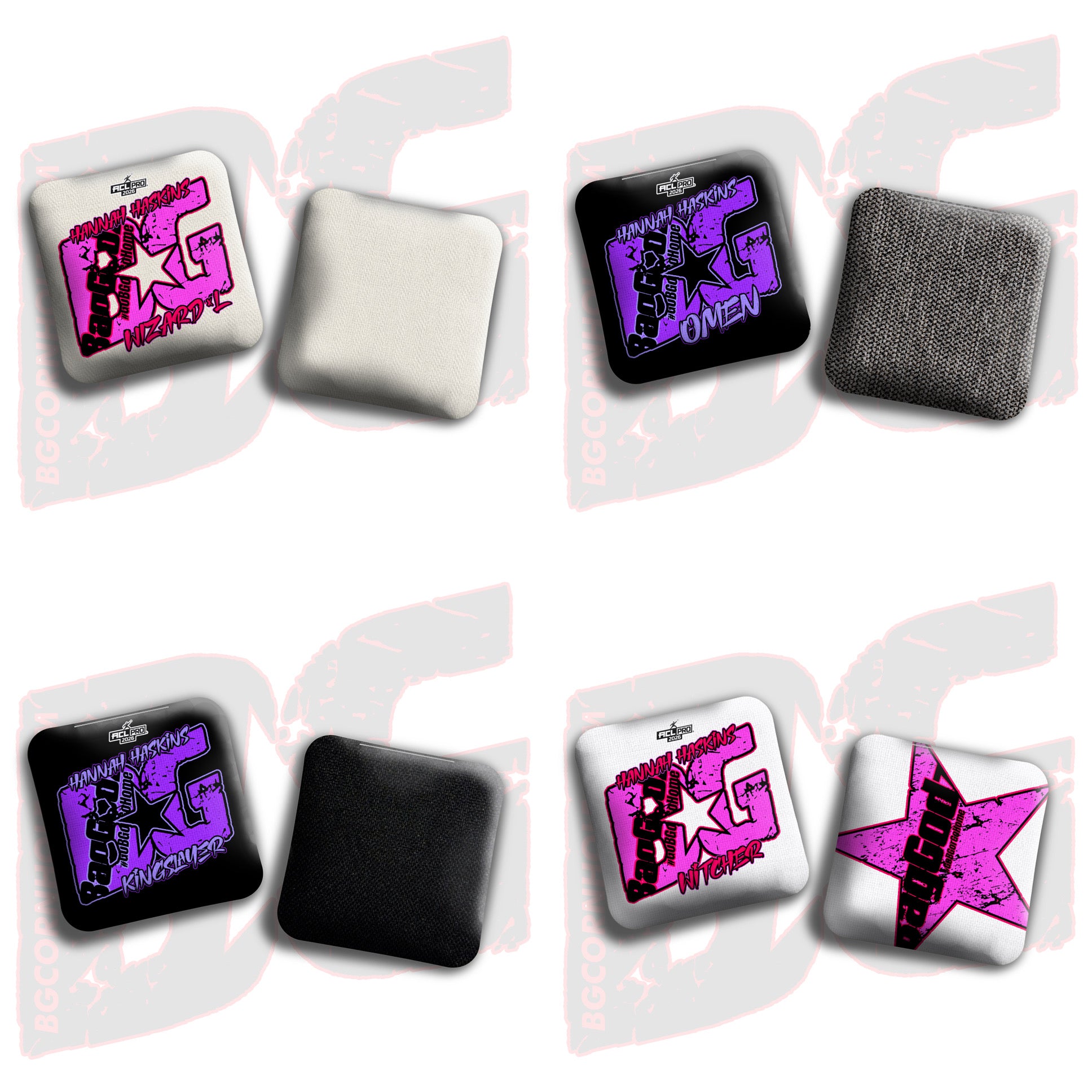 2026 BG Multiple Bag Models  - "Hannah Haskins” - ACL Pro Stamped Cornhole Bags - SET OF 4 BAGS
