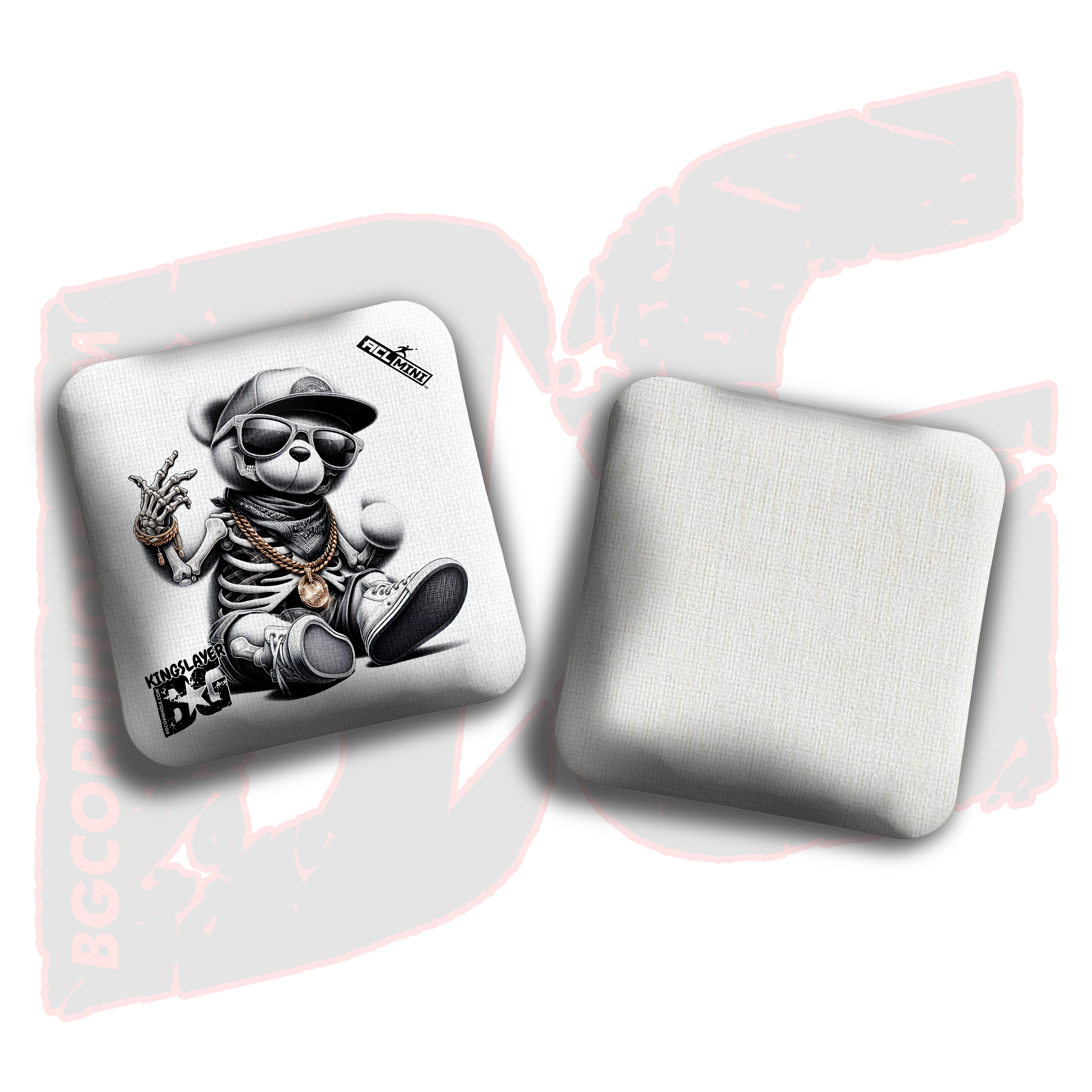 BG Multiple Bag Models - "Skeleton Bear" - 4" ACL Mini Stamped Cornhole Bags- Set of 4 Bags