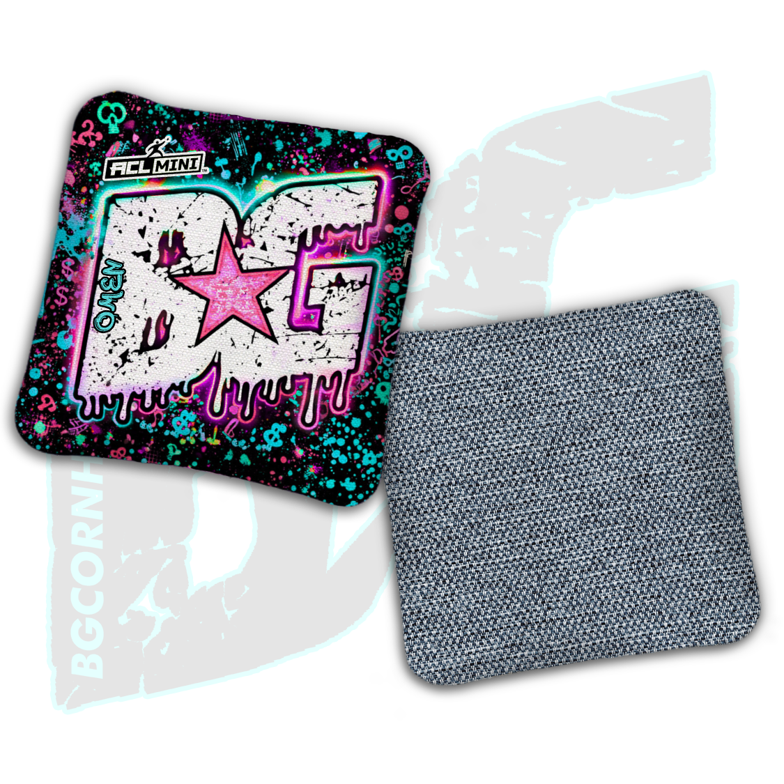 BG Multiple Bag Models - "Dripping Graffiti" - 4" ACL Mini Stamped Cornhole Bags- Set of 4 Bags