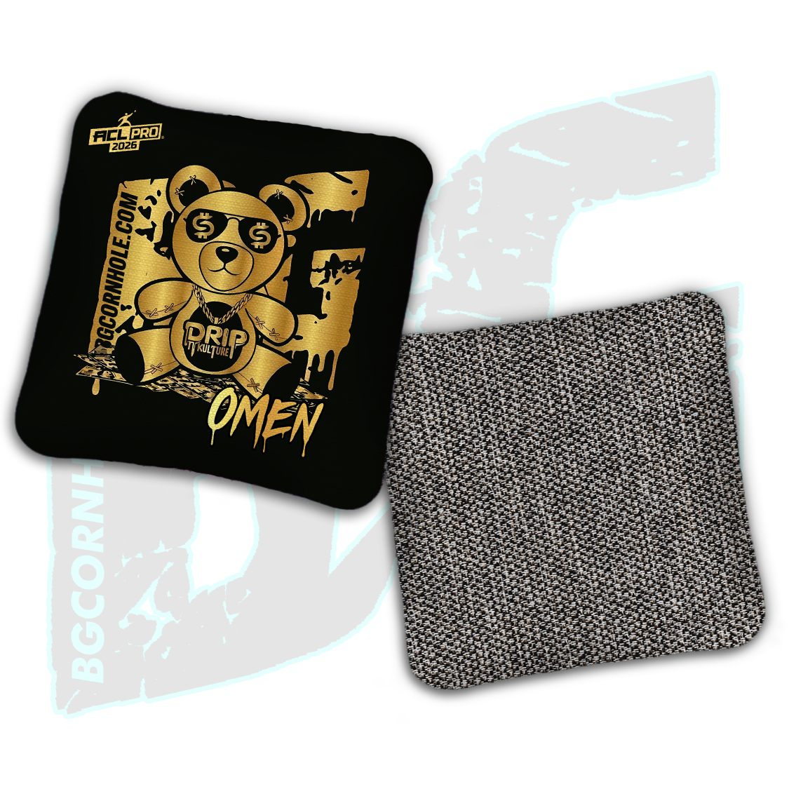 2026 Multiple Bag Models - DK x BG "Gold Cash Bear" - ACL Pro Stamped Cornhole Bags - Set of 4 Bags