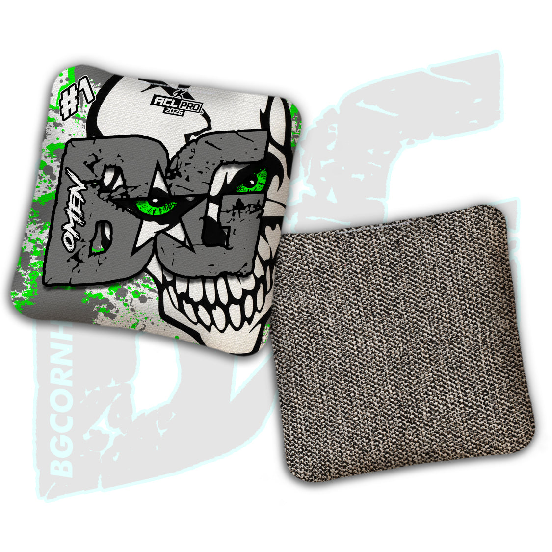 Limited Edition 2026 BG Multiple Bag Models "Peeking Skull" - ACL Pro Stamped Cornhole Bags - SET OF 4 BAGS