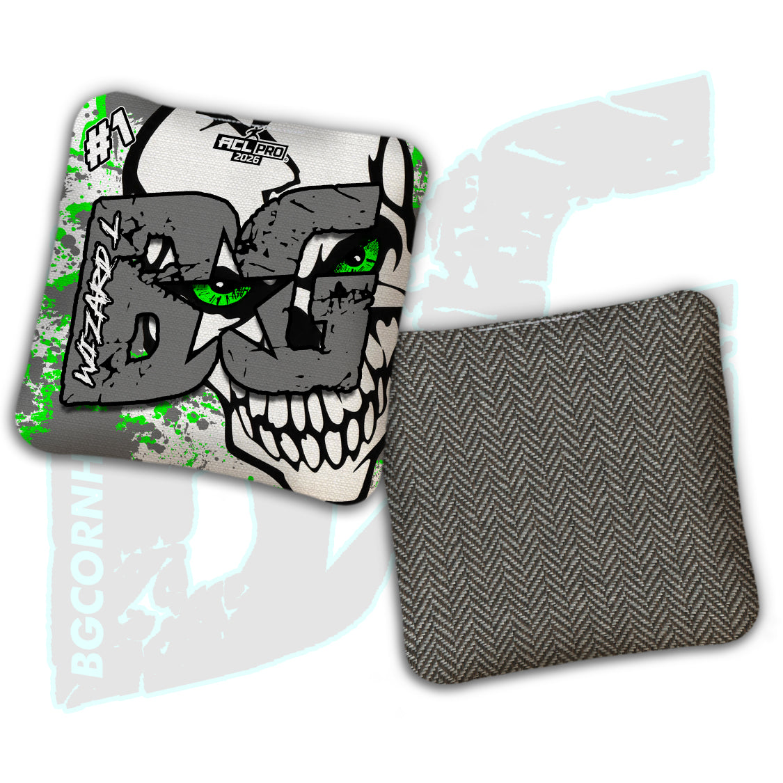 Limited Edition 2026 BG Multiple Bag Models "Peeking Skull" - ACL Pro Stamped Cornhole Bags - SET OF 4 BAGS