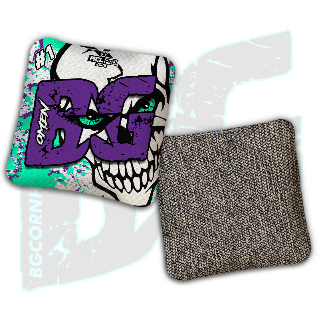 Limited Edition 2026 BG Multiple Bag Models "Peeking Skull" - ACL Pro Stamped Cornhole Bags - SET OF 4 BAGS
