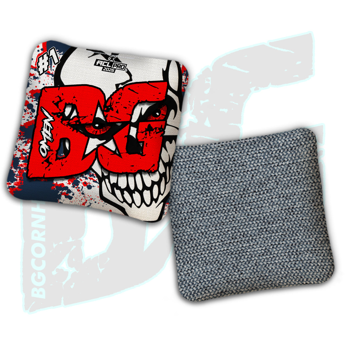 Limited Edition 2026 BG Multiple Bag Models "Peeking Skull" - ACL Pro Stamped Cornhole Bags - SET OF 4 BAGS