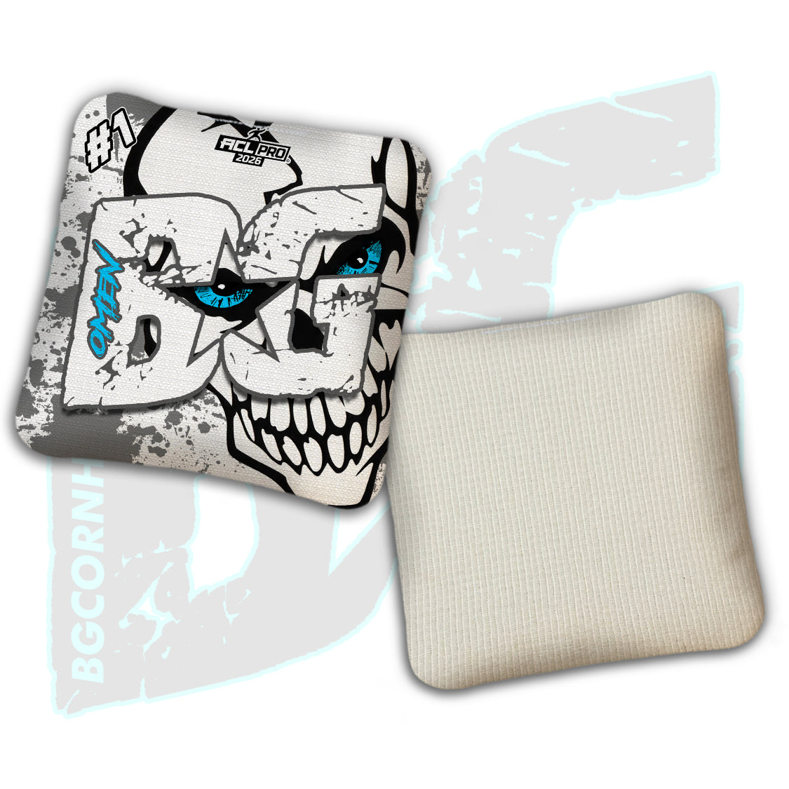 Limited Edition 2026 BG Multiple Bag Models "Peeking Skull" - ACL Pro Stamped Cornhole Bags - SET OF 4 BAGS