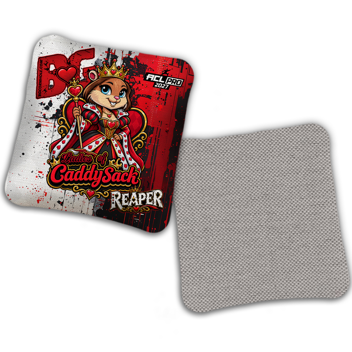 2027 Multiple Bag Models  "CaddySack Queen of Hearts” Collab - ACL Pro Stamped Cornhole Bags - SET OF 4 BAGS