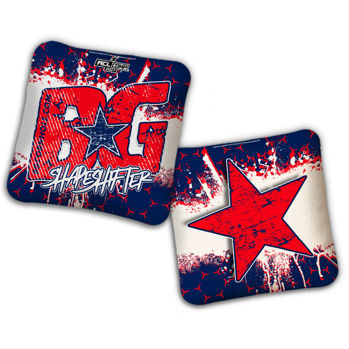 2027 BG Multiple Bag Models - "BROKEN HEX" - ACL Comp Stamped Cornhole Bags - SET OF 4 BAGS