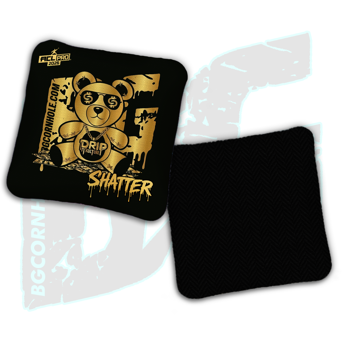 2026 Multiple Bag Models - DK x BG "Gold Cash Bear" - ACL Pro Stamped Cornhole Bags - Set of 4 Bags