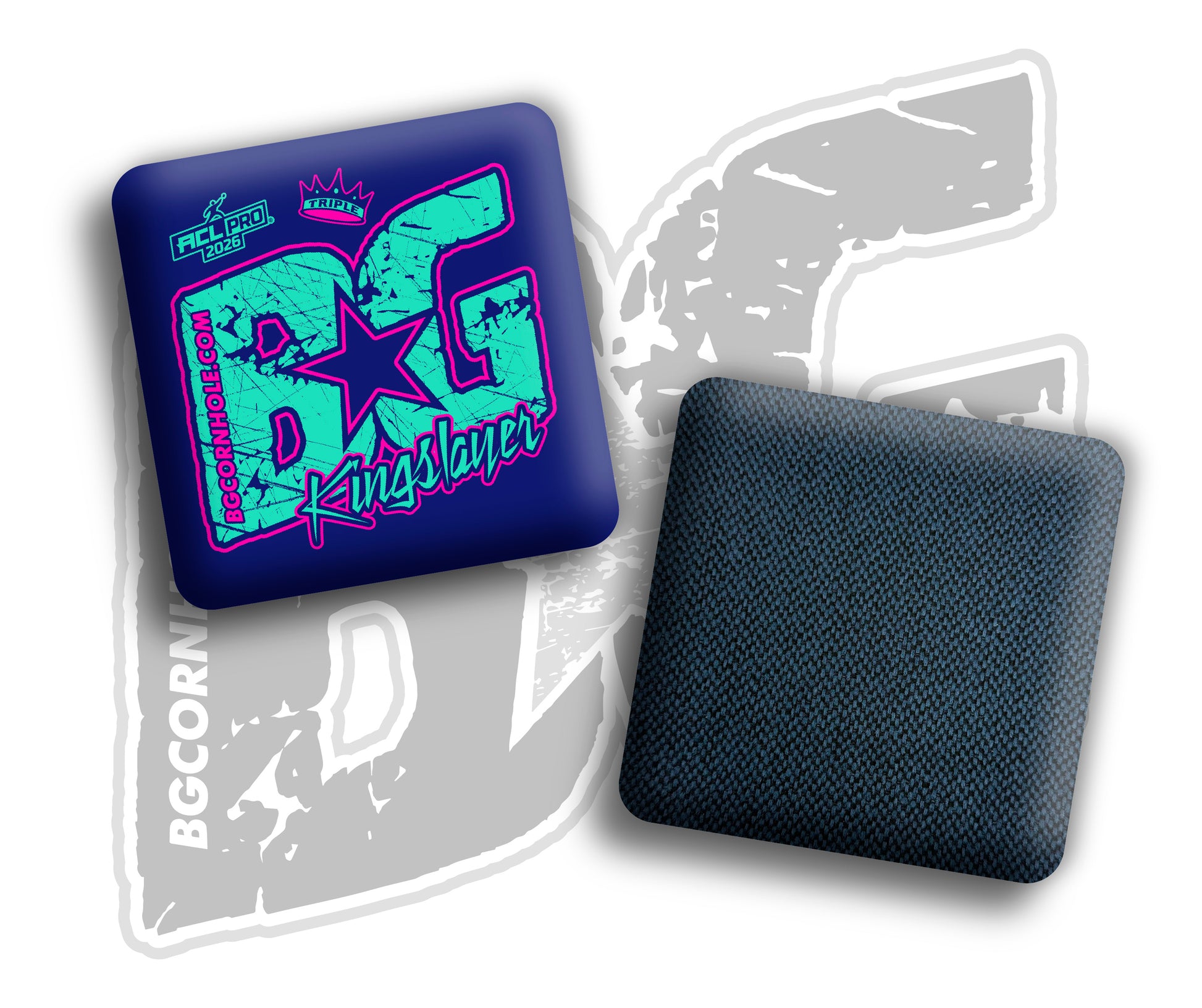 2026 BG Multiple Bag Models "Triple Crown Blue Neon” Collab - ACL Pro Stamped Cornhole Bags - SET OF 4 BAGS