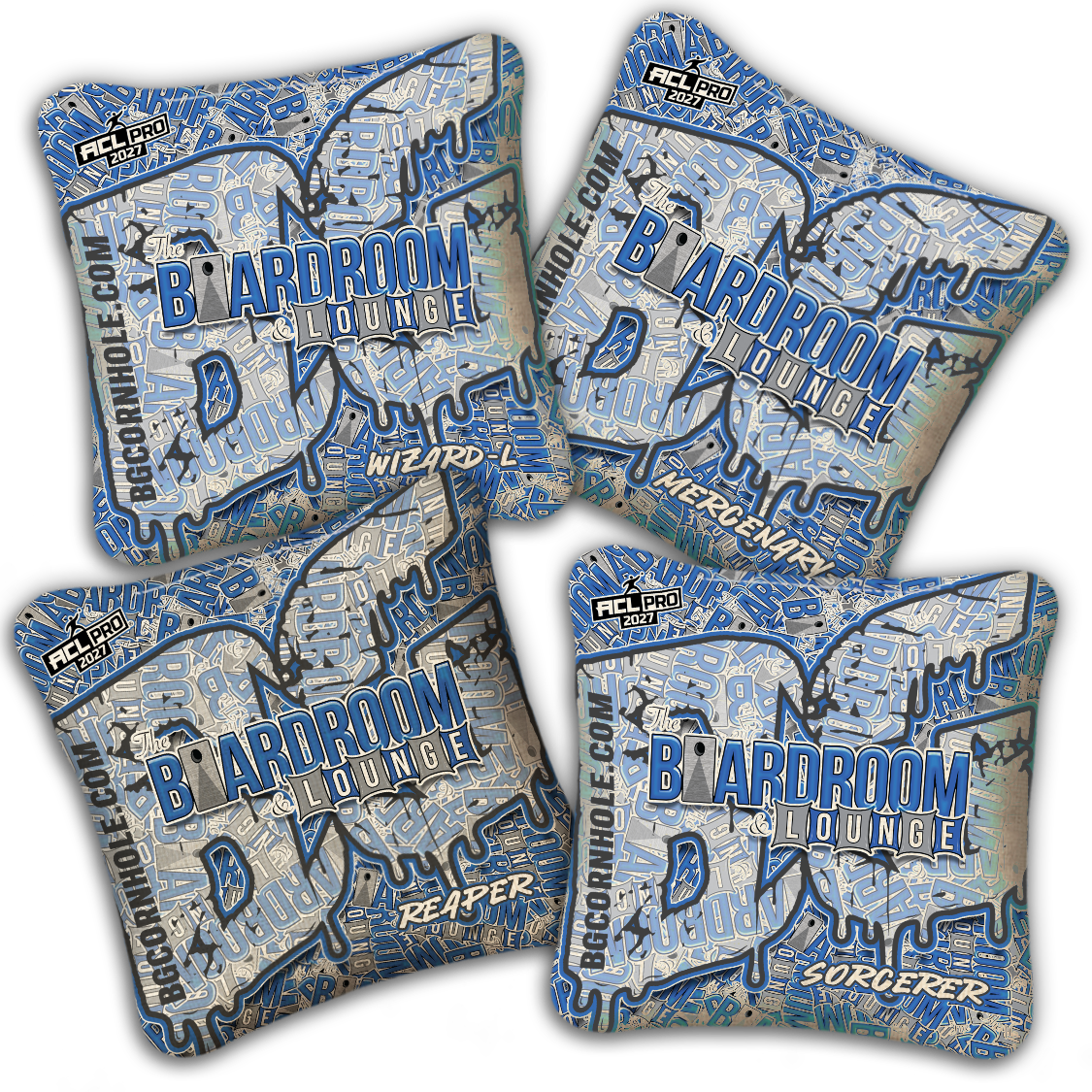 2027 BG Multiple Bag Models - "The Boardroom & Lounge” Collab - ACL Pro Stamped Cornhole Bags - SET OF 4 BAGS