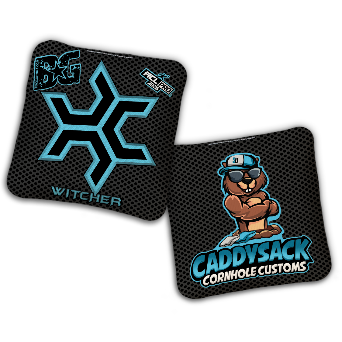 2026 Multiple Bag Models  "CaddySack Carbon Fiber” Collab - ACL Pro Stamped Cornhole Bags - SET OF 4 BAGS
