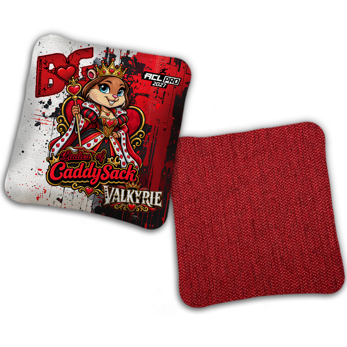 2027 Multiple Bag Models  "CaddySack Queen of Hearts” Collab - ACL Pro Stamped Cornhole Bags - SET OF 4 BAGS
