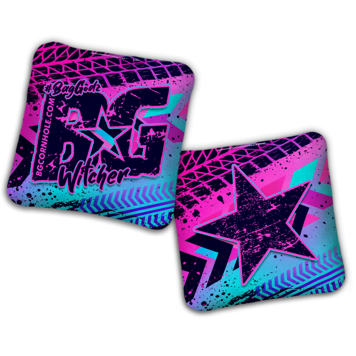 UNSTAMPED - BG Multiple Bag Models "GRUNGE TRACKS" - Cornhole Bags - SET OF 4 BAGS