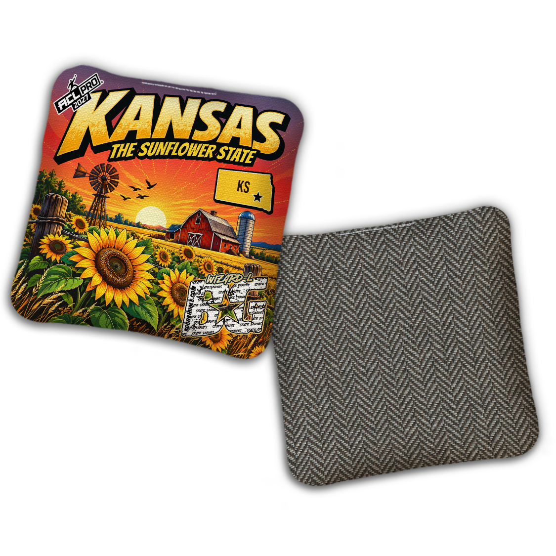 2027 BG Multiple Bag Models "Kansas Sunflower State" - ACL Pro Stamped Cornhole Bags