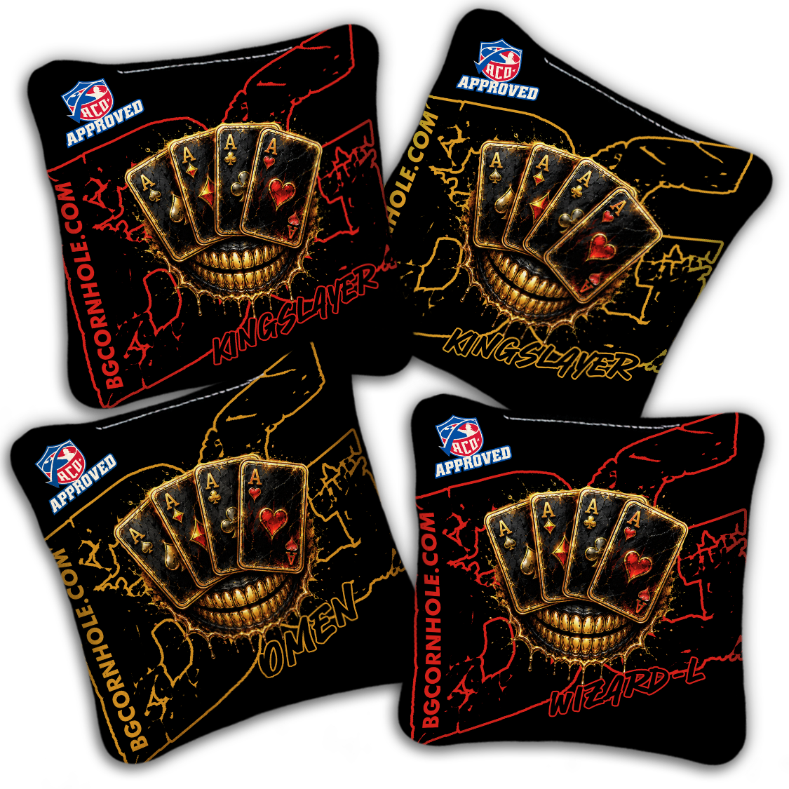 2027 ACO Stamped Cornhole Bags - BG Multiple Bag Models "DEAD MANS HAND " - SET OF 4 BAGS