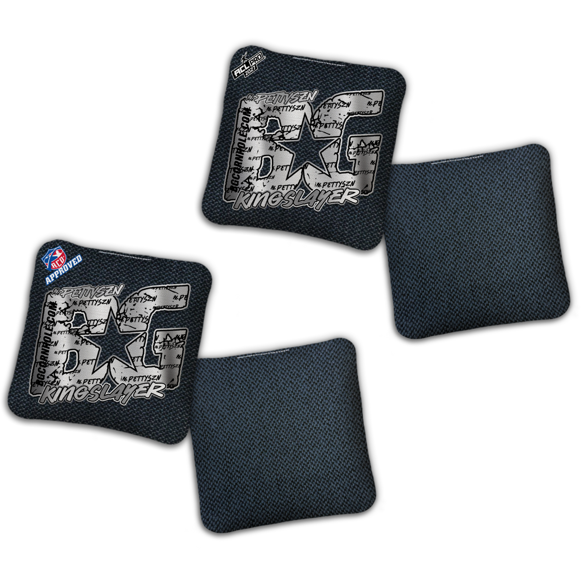 2027 ACL/ACO BUNDLE - BG Multiple Bag Models "PETTYSZN" - Pro Stamped Cornhole Bags - 2 SETS OF 4 BAGS