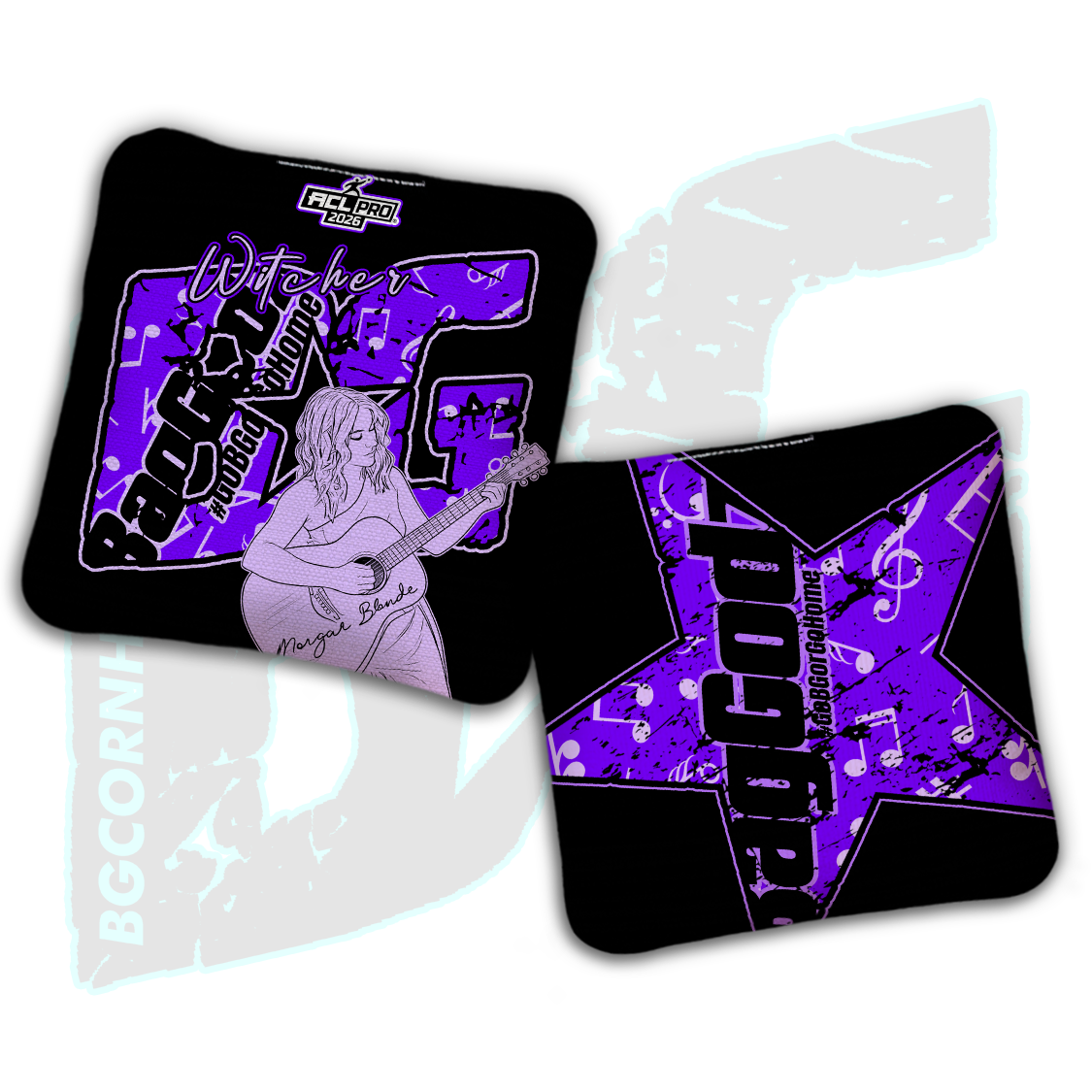 2026 BG Multiple Bag Models  - "Morgan Blonde Notes” - ACL Pro Stamped Cornhole Bags - SET OF 4 BAGS