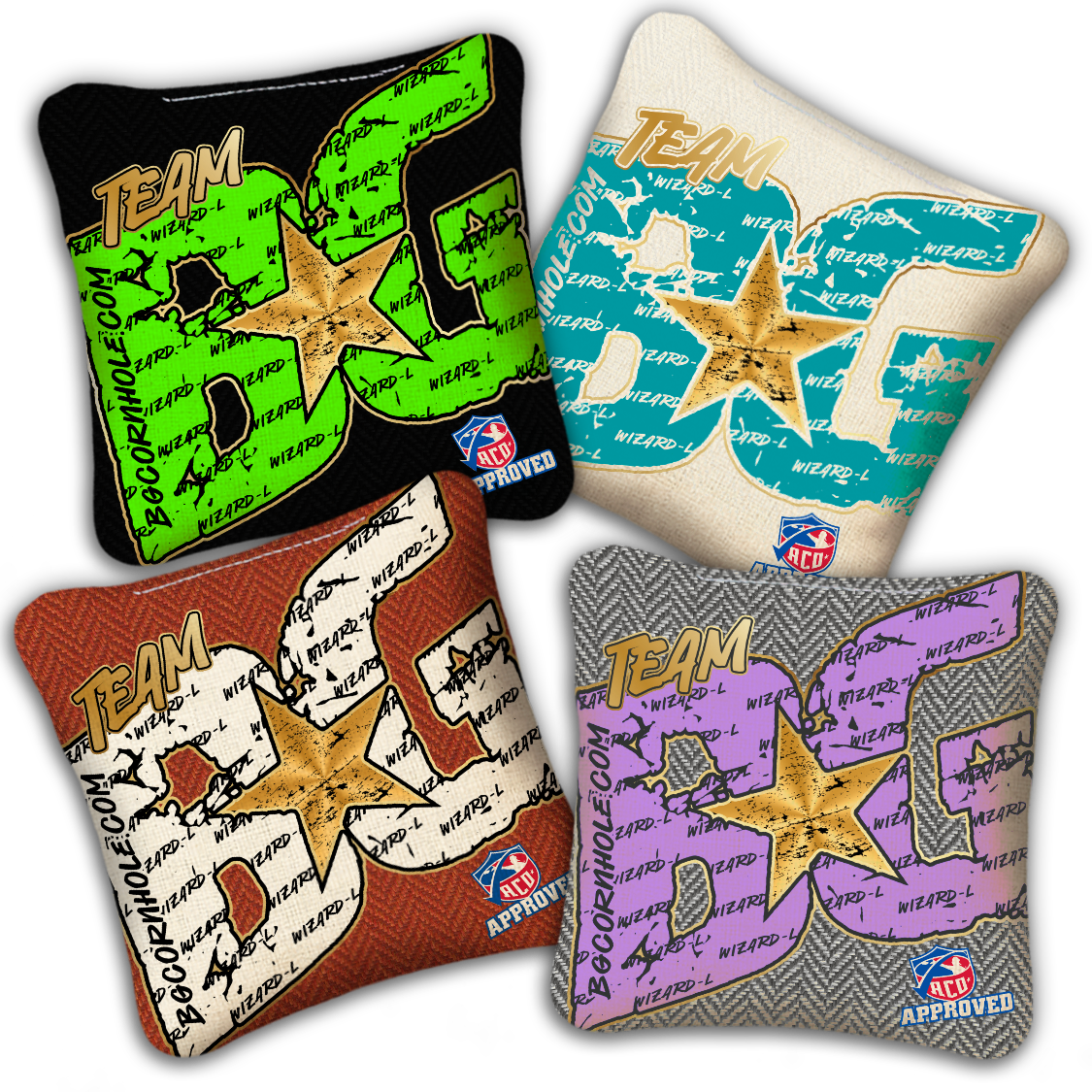 2027 ACO Stamped Cornhole Bags - BG Wizard L "Big BG Colormatch" - SET OF 4 BAGS