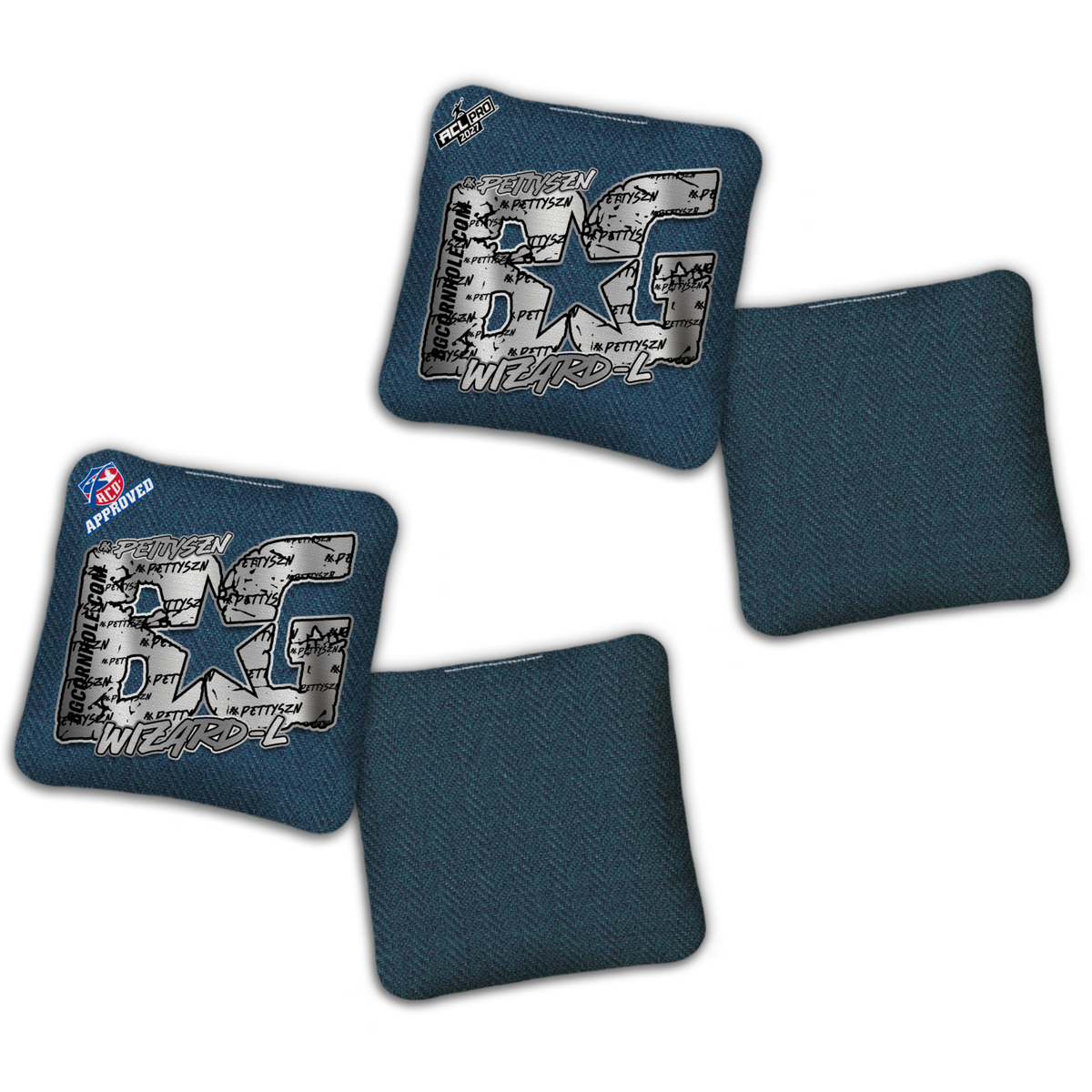 2027 ACL/ACO BUNDLE - BG Multiple Bag Models "PETTYSZN" - Pro Stamped Cornhole Bags - 2 SETS OF 4 BAGS