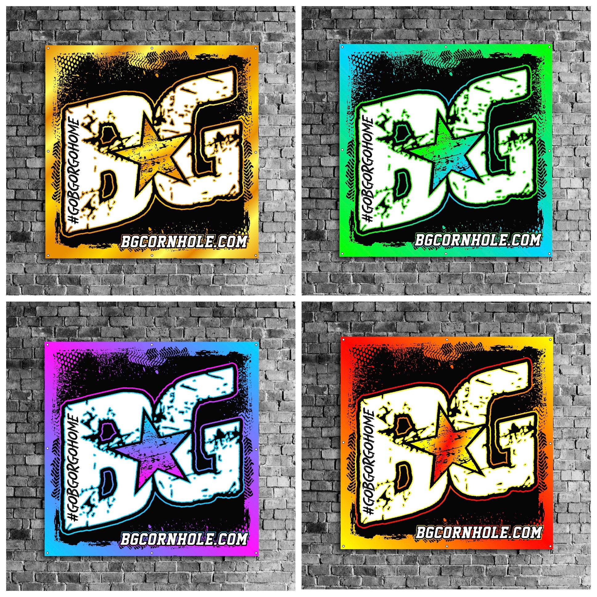 BG Cornhole 4'x4' Matte Finish Vinyl Banner - Hemmed and Grommeted
